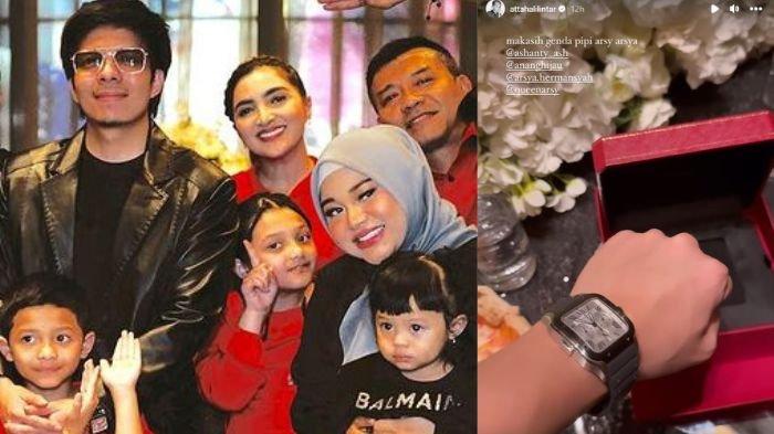 Atta Halilintar dapat kado ultah jam tangan puluhan juta rupiah dari Ashanty, Selasa (21/11/2023). FOTO: Atta Halilintar, Aurel Hermansyah, Ameena, Ashanty, Anang Hermansyah, Arsy, Arsya / Kado ultah jam tangan Atta Halilintar dari Ashanty.