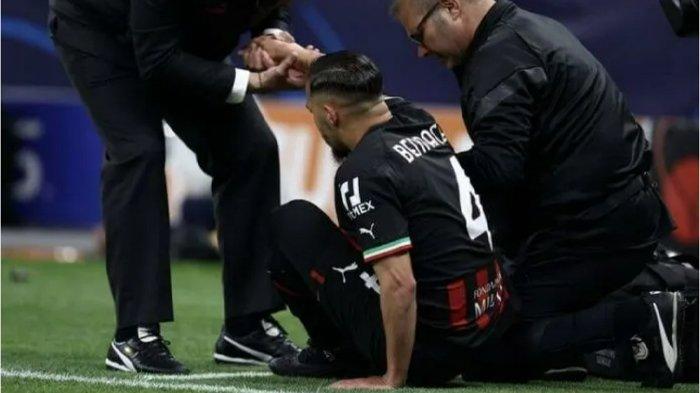 Kapten AC Milan, Ismael Bennacer saat mengalami cedera di laga melawan Inter Milan di Semifinal Liga Champions 2023-2024.