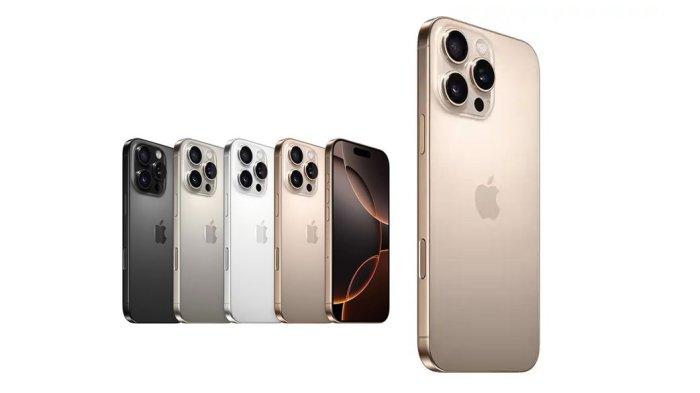 HARGA iPHONE TERBARU- Kolase daftar pilihan warna iPhone 16 Pro Max dari IBox, Selasa (29/4/2025). Berikut harga HP iPhone 16 series terbaru.