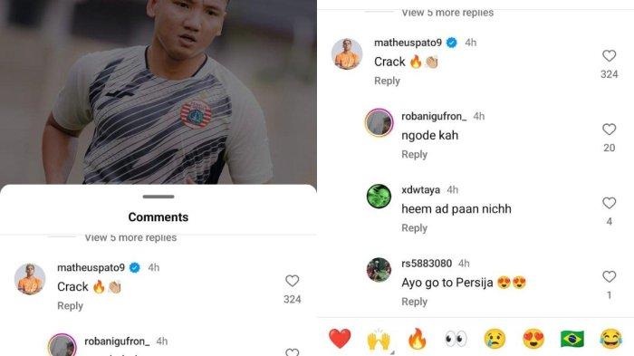 Mantan striker Borneo FC, Matheus Pato mengomentari unggahan Persija Jakarta.