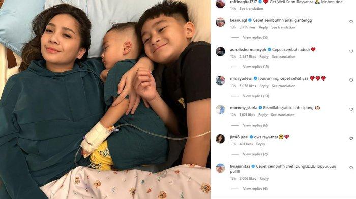 Rayyanza tertidur pulas saat ditemani Nagita dan Rafathar di rumah sakit, Rabu (4/10/2023).