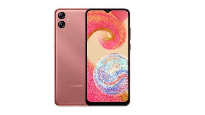 Samsung Galaxy A04e dengan warna Copper yang dijual di Indonesia, Sabtu (10/5/2025).