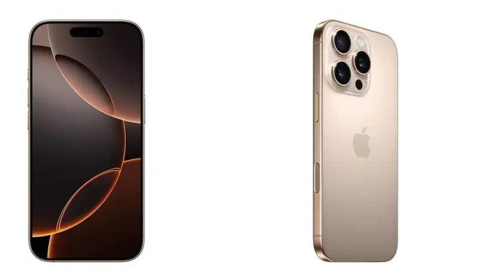 iPhone 16 Pro Max dengan warna Desert Titanium dari iBox, Jumat (28/3/2025).