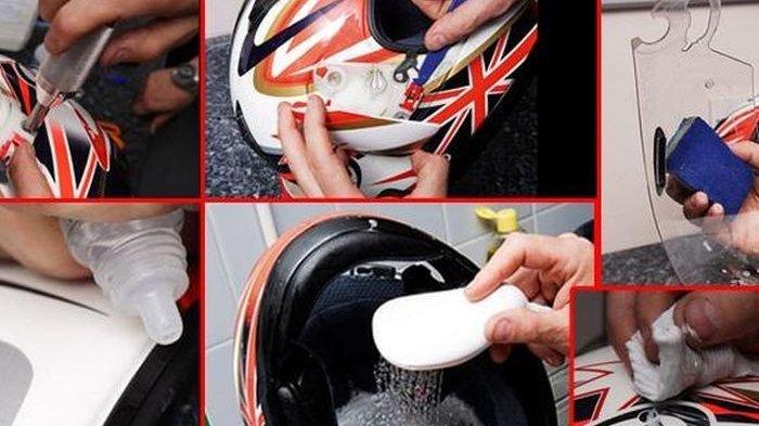 Ilustrasi mencuci helm