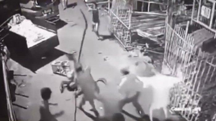 Rekaman video cctv saat F posisinya terjatuh dan langsung dibacok menggunakan sajam oleh para kelompok pelaku.