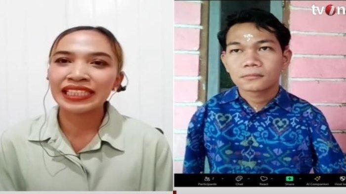 Pendamping korban, Ade Lativa (kiri) dan Agus Buntung (kanan), pria tanpa dua tangan tersangka kasus rudapaksa. Korban buka suara merasa diintimidasi karena pelaku memanfaatkan masa lalu korban untuk mengulik personal si korban dan membawanya ke homestay.