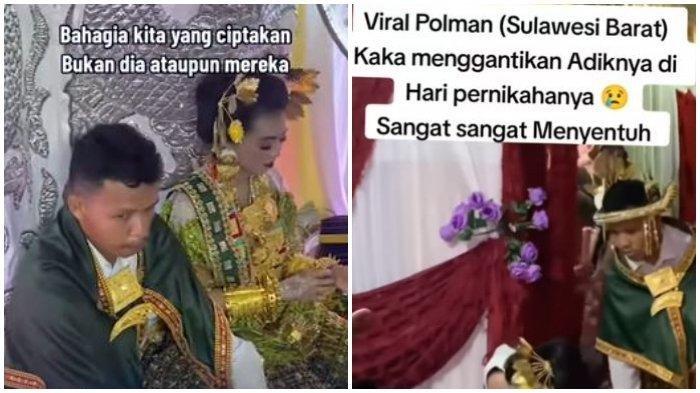 Tangkap layar prosesi pernikahan kakak yang gantikan adiknya menikah di Polewali Mandar gegera kabur h-3 jelang akad nikah.