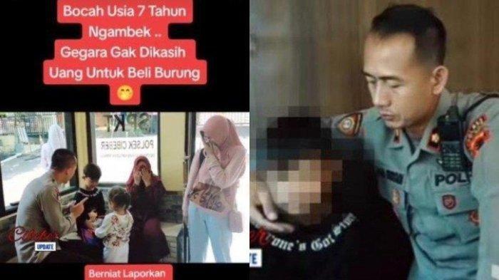 Rizam, bocah 7 tahun sedang dinasehati oleh Kapolsek Cibeber karena tingkahnya hendak melaporkan ibunya.