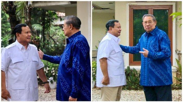 Susilo Bambang Yudhoyono (SBY) menerima calon Presiden Koalisi Indonesia Maju, Prabowo Subianto di kediaman SBY di Cikeas, Kamis (25/10/2023)