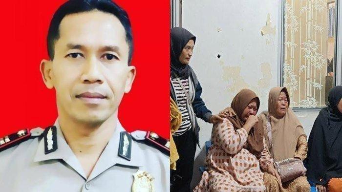 AKP ANUMERTA LUSIYANTO -- Kolase foto Iptu Lusiyanto (kiri), Kapolsek Negara Batin yang gugur bersama dua anggota polisi lainnya ditembak saat gerebek judi sabung ayam di Way Kanan, Lampung pada Senin (17/3/2025) dan Kondisi keluarga korban penembakan yang tak kuasa menahan tangis menyambut jenazah di RS Bhayangkara Lampung (kanan). Nia, istri AKP Anumerta Lusiyanto, Kapolsek Negara Batin, Lampung, yang gugur saat penggerebekan sabung ayam, mengungkap bahwa suaminya memang pernah didatangi oleh orang suruhan Peltu Lubis.