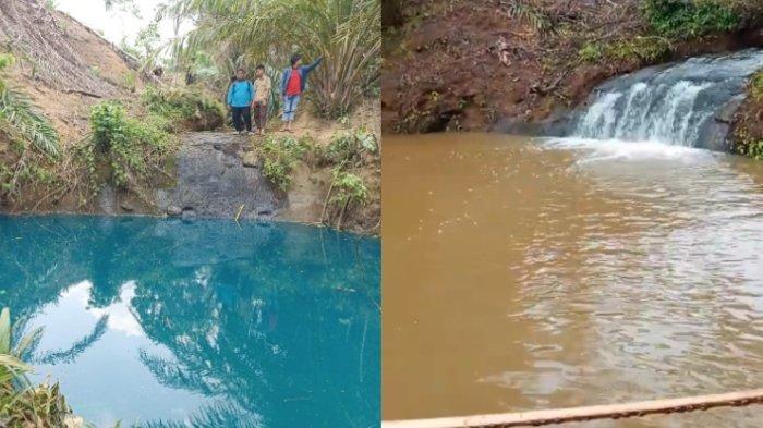Wisata baru yang ada di Kabupaten Bengkulu Tengah, berupa Danau Biru yang unik dan mempesona kini berubah menjadi keruh atau coklat, Minggu (5/11/2023).