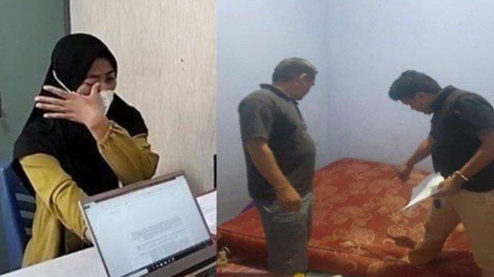 Kolase Lisa Yati saat Diperiksa (kiri) dan TKP Kejadian (Kanan)