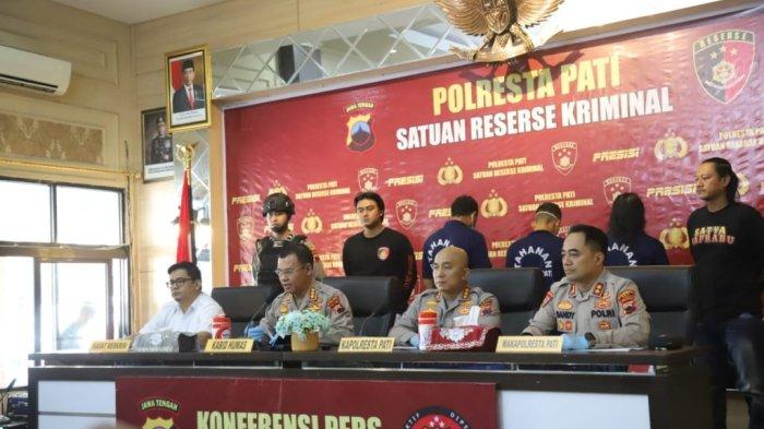 Konferensi pers kasus pembunuhan bos rental mobil di Mapolresta Pati, Senin (10/6/2024).