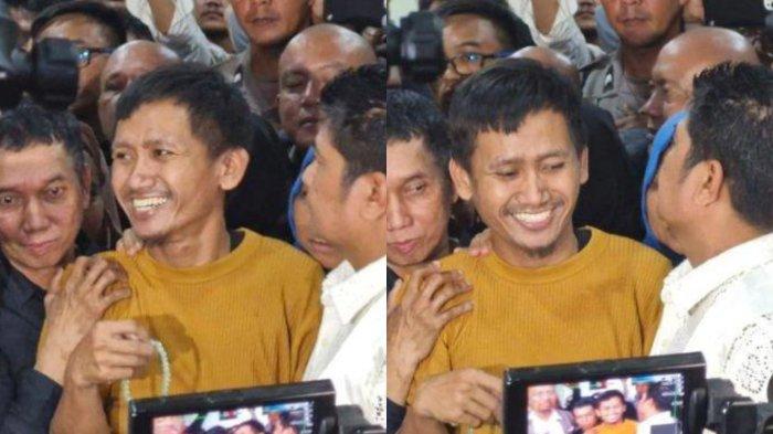 Pegi Setiawan memberikan keterangan kepada awak media usai bebas dari ruang tahanan Polda Jawa Barat, Senin (8/7/2024) malam.