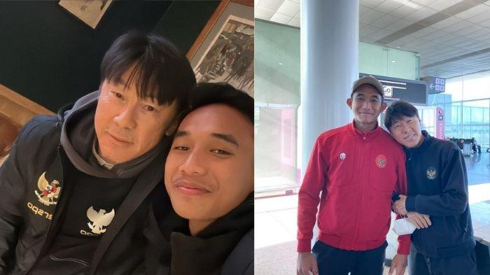 Foto Rizky Ridho dan Shin Tae-yong.