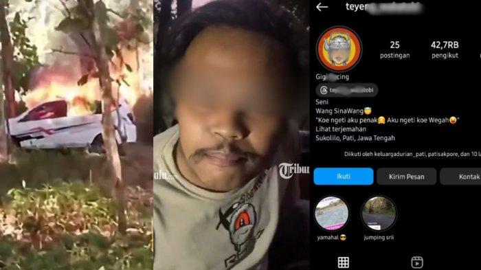 Pria berkumis lele yang viral karena diduga pelaku pengeroyokan dan pembakaran mobil bos rental di Sukolilo Pati ternyata seorang selebgram.