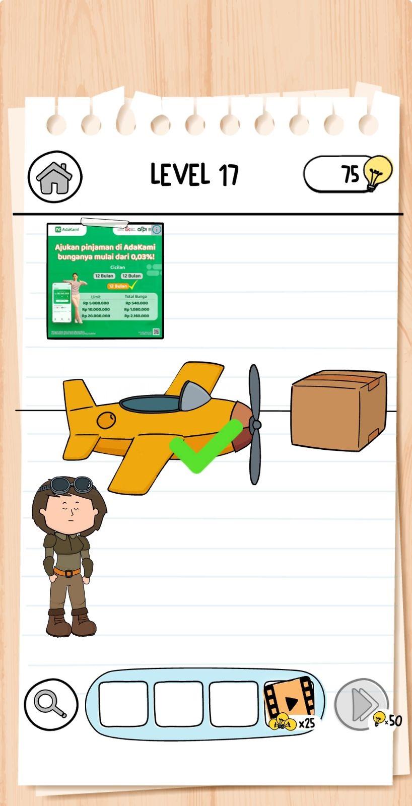 Ilustrasi kunci jawaban Brain Test level 17
