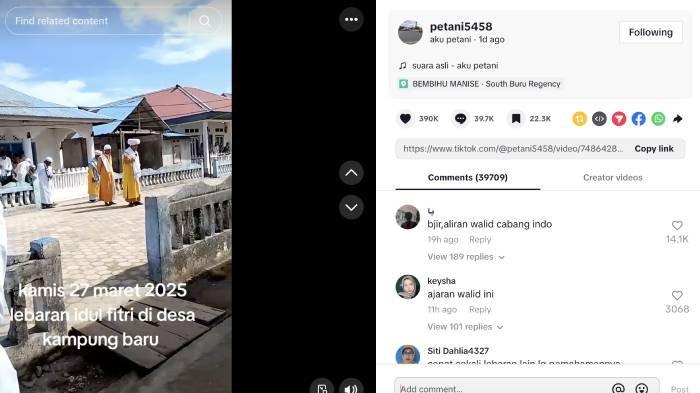 LEBARAN DULUAN - Desa Kampung Baru, Kecamatan Banda, Kabupaten Maluku Tengah, Provinsi Maluku viral di media sosial karena merayakan lebaran Idul Fitri duluan.