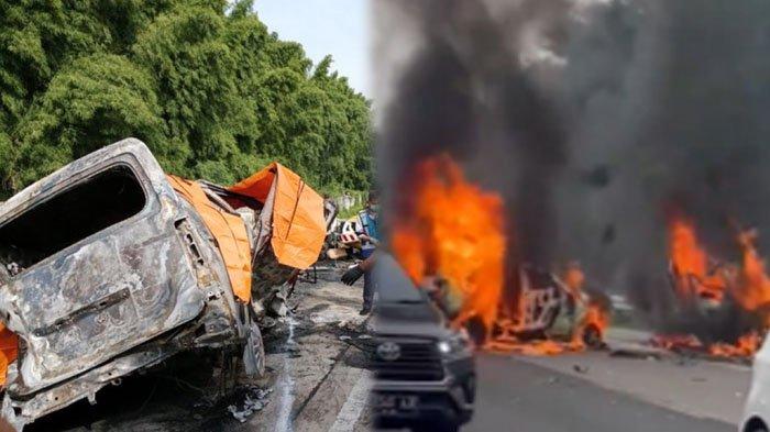Foto-foto kecelakaan di Tol Jakarta-Cikampek Km 58, Senin (8/4/2024)