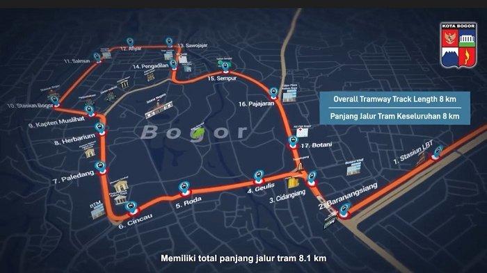Ilustrasi rute yang akan dilintasi Trem di Kota Bogor.