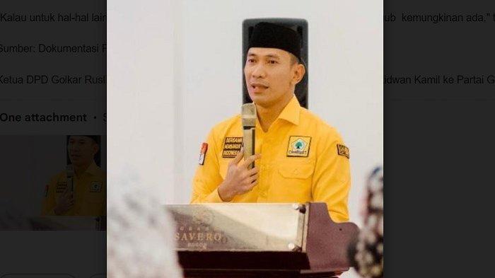 Ketua DPD Golkar Rusli Prihatevy sambut baik kedatangan Gubernur Jawa Barat, Ridwan Kamil ke Partai Golkar.