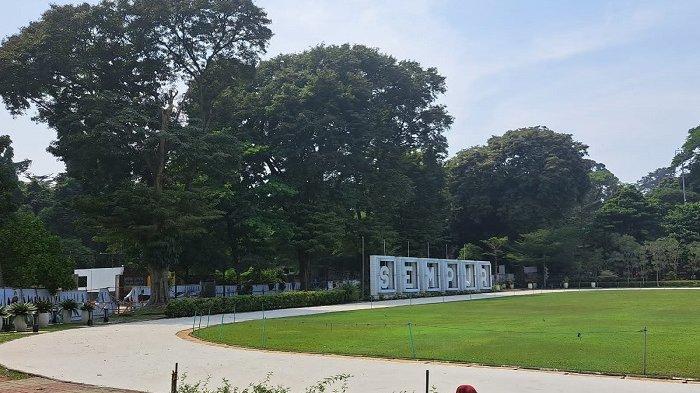 Kondisi terkini Jogging Track Lapangan Sempur, Kota Bogor, yang tengah diperbaiki oleh Disperumkim, Senin (23/10/2023).
