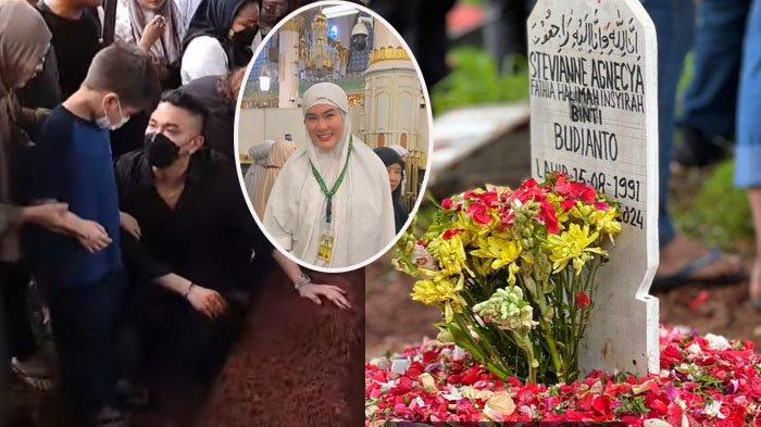 Lambaian tangan anak Stevie Agnecya, bilang bye bye mami di liang lahat.