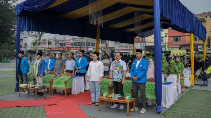 Bima Arya saat menghadiri Pelantikan Pengurus PMII Kota Bogor di Alun-alun Kota Bogor, Sabtu (12/8/2023).