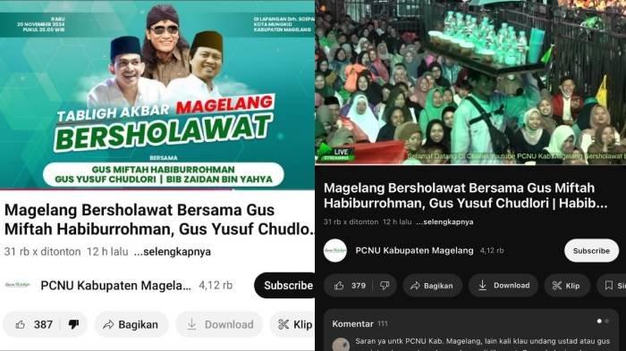 Video Gus Miftah dan penjual es teh diposting di Youtube PCNU Kabupaten Magelang