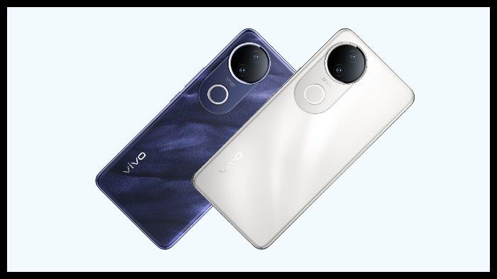 HP VIVO - Ilustrasi HP Vivo V50e warna Sapphire Blue dan Pearl White.