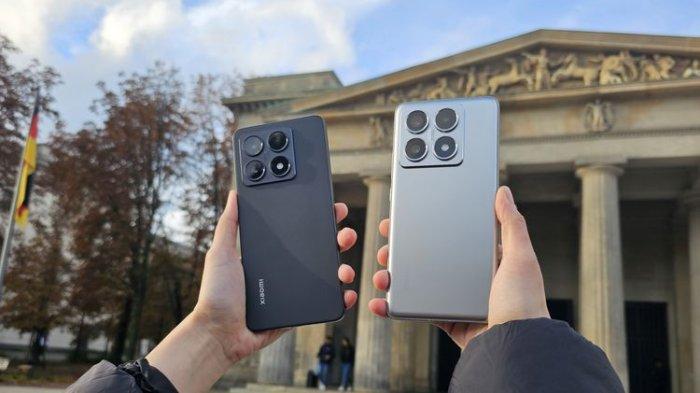 Perbedaan desain belakang Xiaomi 14T (kiri) warna Titan Black dan Xiaomi 14T Pro (kanan) warna Titan Grey