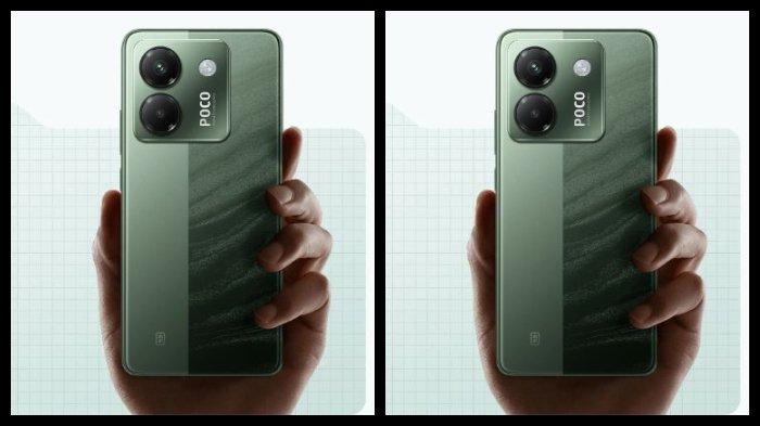 HP POCO - Ilustrasi HP Xiaomi Poco M7 Pro 5G warna Green dalam genggaman.