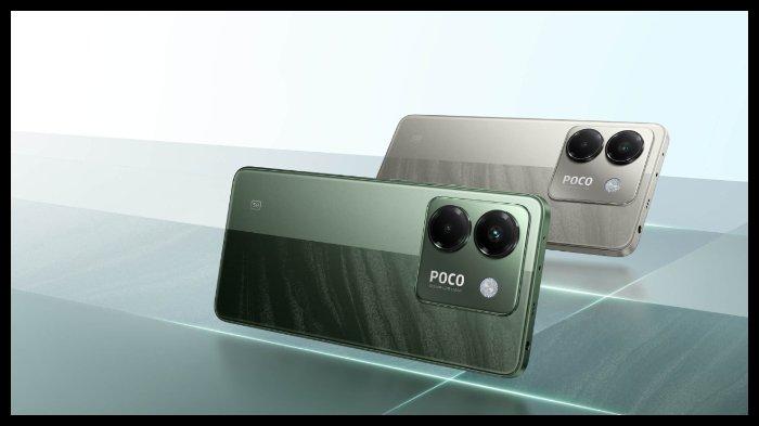 HP POCO - Ilustrasi HP Xiaomi Poco M7 Pro 5G warna Silver dan Green.