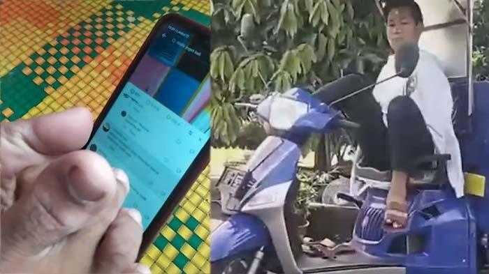 Agus Buntung ternyata bisa main HP sendiri hingga mengendarai sepeda motor secara mandiri