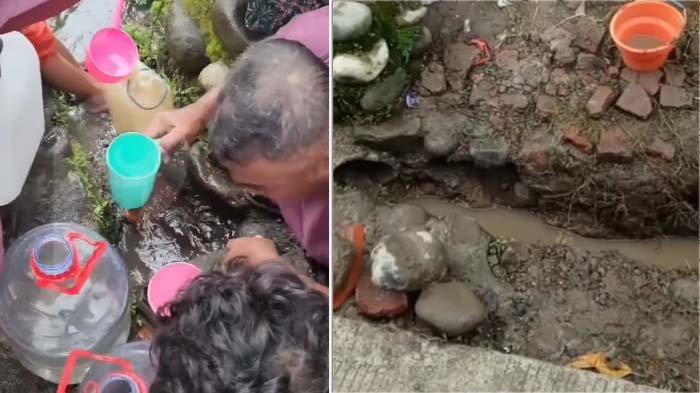 VIRAL AIR AJAIB: Tangkapan layar penampakan lokasi mata air ajaib di Pekalongan yang ternyata berasal dari PDAM bocor. Netizen teringat dengan kasus yang mirip terjadi di India, disadur pada Senin (21/4/2025).