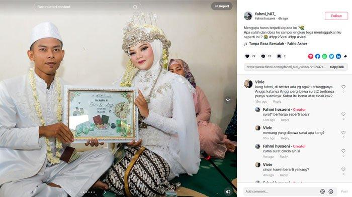 Berdasarkan pengakuan terbaru suami, pengantin baru di Bogor ternyata pergi sambil membawa surat berharga milik suaminya.