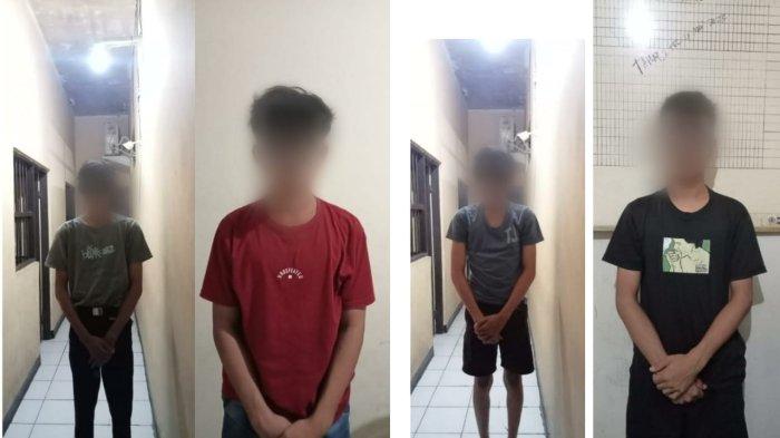 Polisi bekuk 4 remaja pelaku tawuran di wilayah Desa Laladon, Kecamatan Ciomas, Kabupaten Bogor yang terjadi pada 12 Agustus 2023 lalu disertai barang bukti senjata tajam parang dan celurit.