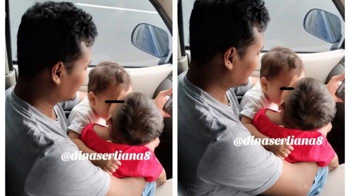 Momen kebersamaan baby El dan Daanis. Keduanya makin akrab.