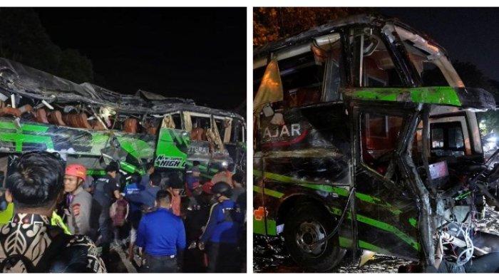 Kolase - Bus Putera Fajar berwarna hijau yang diduga dimanipulasi bentuk tampilannya.