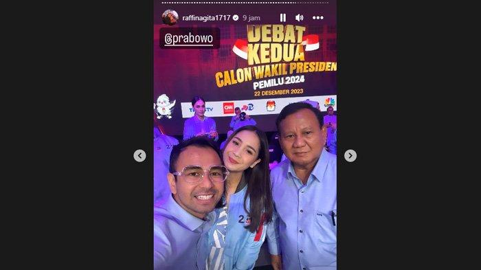 Momen saat Raffi Ahmad merekam obrolannya, Nagita Slavina dengan Prabowo Subianto sebelum debat cawapres dimulai, Jumat (22/12/2023)