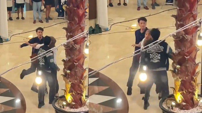 DIMAS ANGGARA TAMPAR KIESHA: Tangkapan layar video Dimas Anggara dan Kiesha Alvaro di lokasi syuting bikin netizen syok. Ternyata bukan cuma digampar tapi Kiesha juga ditendang.
