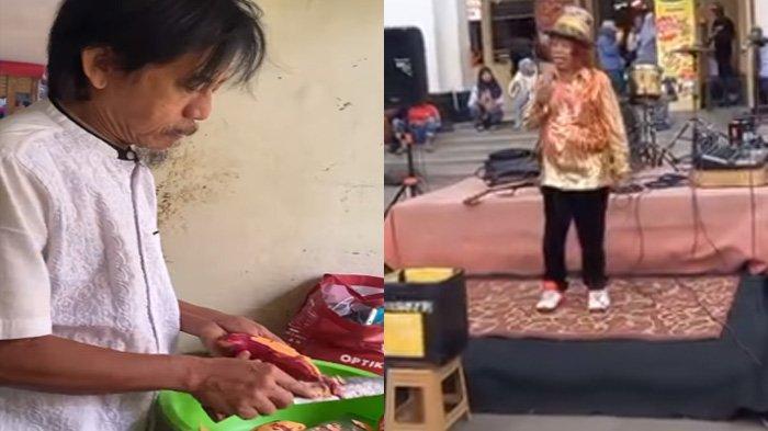 Nasib dua artis yang dulu tenar kini sepi job. Epy Kusnandar (kiri) kini rela jualan gorengan, sementara Pak Tarno (kanan) tertangkap kamera sedang jadi pengamen