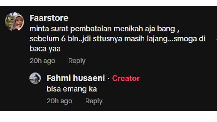 Fahmi bertanya soal apakah bisa dirinya mengajukan pembatalan perkawinan usai dikhianati Anggi pengantin Bogor