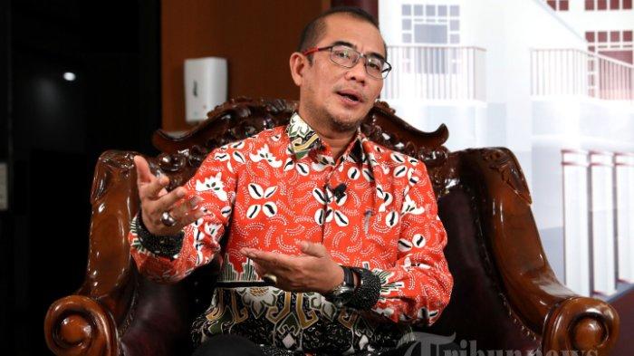 Ketua Komisi Pemilihan Umum (KPU), Hasyim Asy'ari saat wawancara khusus dengan Tribun Network di Gedung KPU, Jakarta, Rabu (15/6/2022).