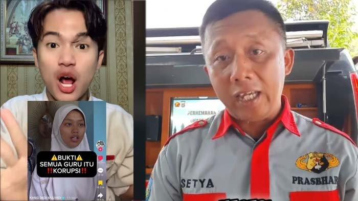 TIKTOKERS HINA GURU: Tangkapan layar seorang TikTokers Iky (kiri) viral karena menghina profesi guru hingga ditanggapi oleh guru bernama Heru (kanan), disadur pada Senin (24/2/2025). Viral aksi TikTokers bernama Riezky Kabah menyebut semua guru melakukan tindak korupsi. Pernyataan TikTokers itu lantas membuat seorang guru murka.