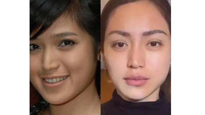 Transformasi perubahan wajah Jessica Iskandar dulu (krii) dan sekarang (kanan)