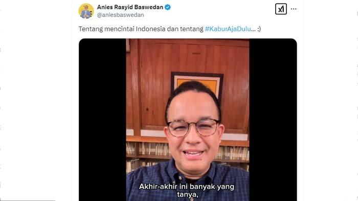 KABUR AJA DULU: Tangkapan layar momen Anies Baswedan menanggapi heboh tagar kabur aja dulu yang belakangan viral, Jumat (14/2/2025). Baru-baru ini viral keinginan WNI yang ingin pindah ke luar negeri, intip gaji pekerja migran yang bekerja di 9 negara.