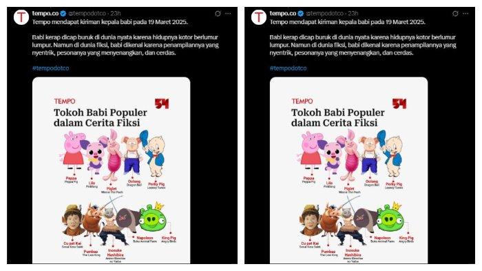 REAKSI TEMPO - Cuitan media Tempo di X (dulu Twitter) pada Jumat (21/3/2025) pasca-paket teror kepala babi.