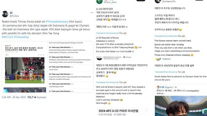 Viral komentar netizen Korea Selatan alias Knet usai negaranya dikalahkan Timnas Indonesia dalam laga perempat final Piala Asia U23 2024.