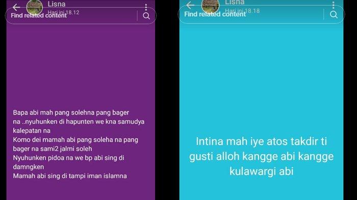 Status WhatsApp Lisna alias Lilis, anak pelaku kasus suami mutilasi istri di Ciamis.